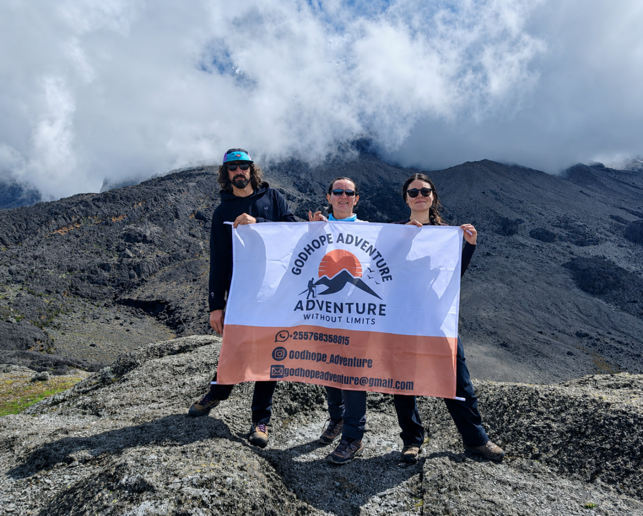 Kilimanjaro summit cone above the clouds